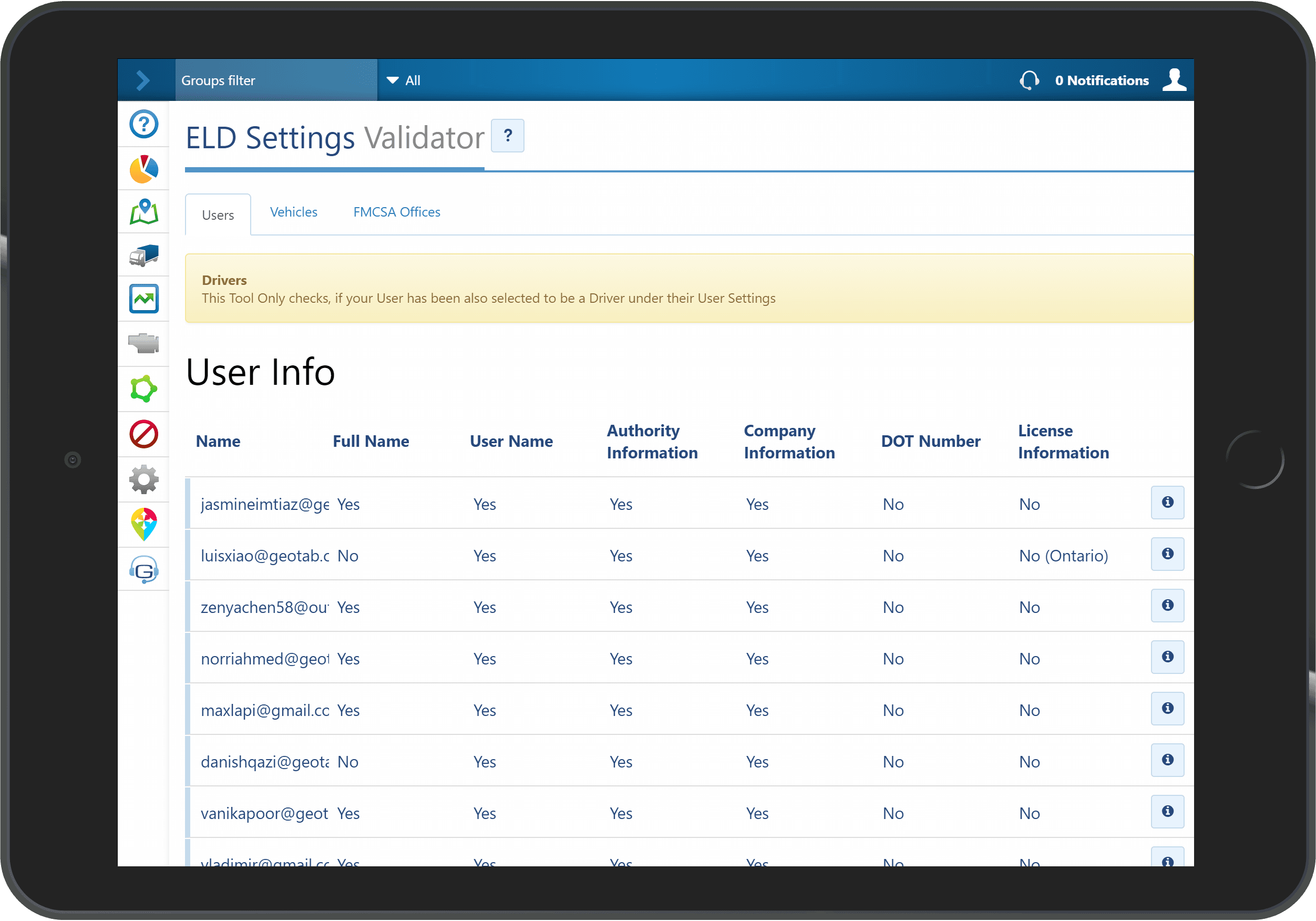 ELD Settings Validator add-in